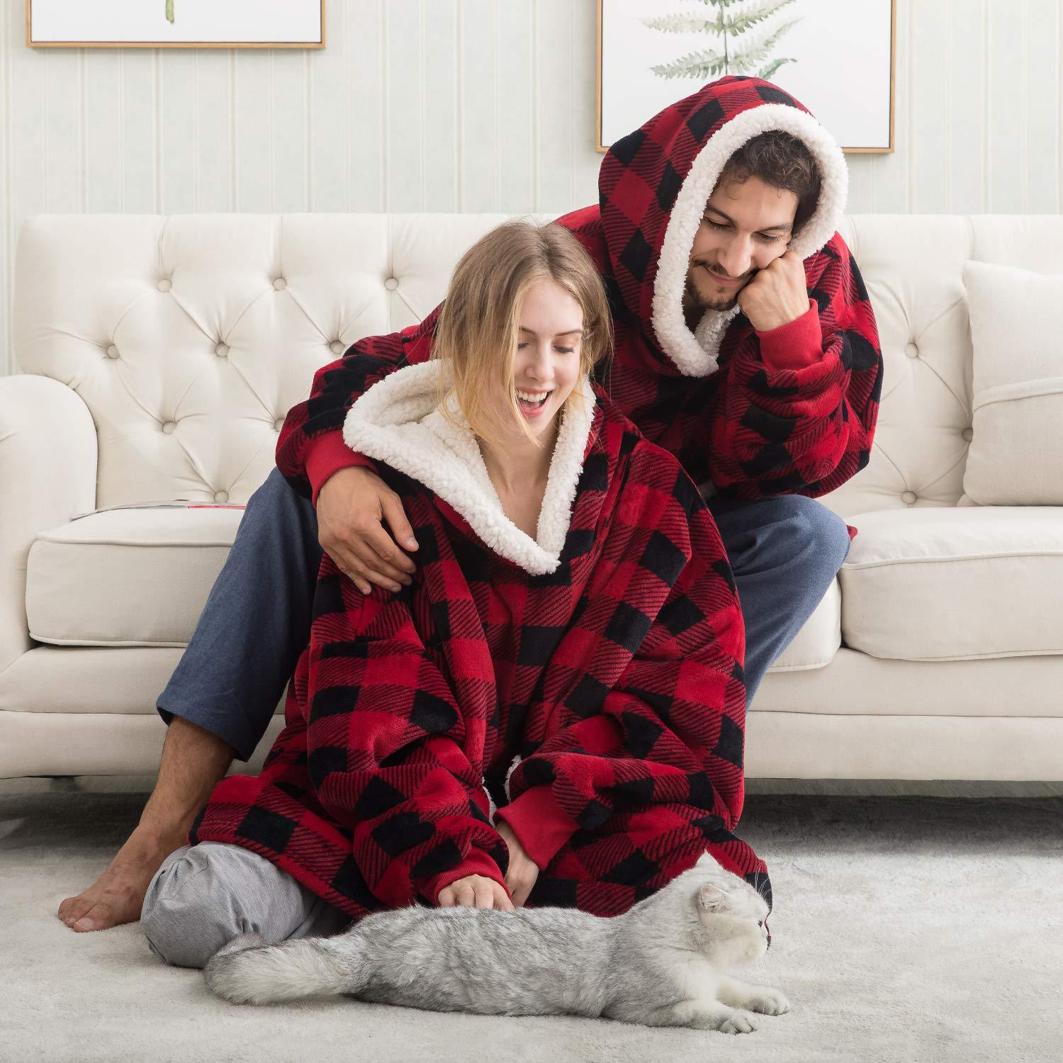 Warme Hooded Deken Hoodie - Zachte Fleece Loungewear met Capuchon en Zakken voor Ultiem Comfort Thuis | Sulvida