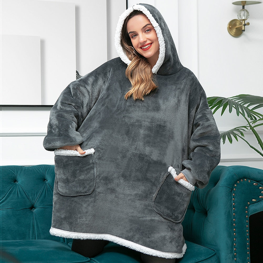 Warme Hooded Deken Hoodie - Zachte Fleece Loungewear met Capuchon en Zakken voor Ultiem Comfort Thuis | Sulvida