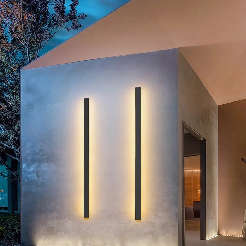 LED wandlamp buiten lineair zwart waterdicht IP65 tuinverlichting gevellamp terraslamp aluminium modern design | Sulvida