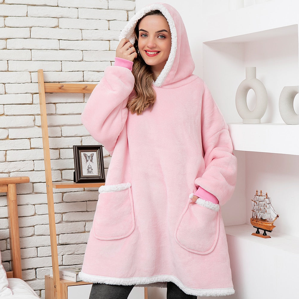 Warme Hooded Deken Hoodie - Zachte Fleece Loungewear met Capuchon en Zakken voor Ultiem Comfort Thuis | Sulvida