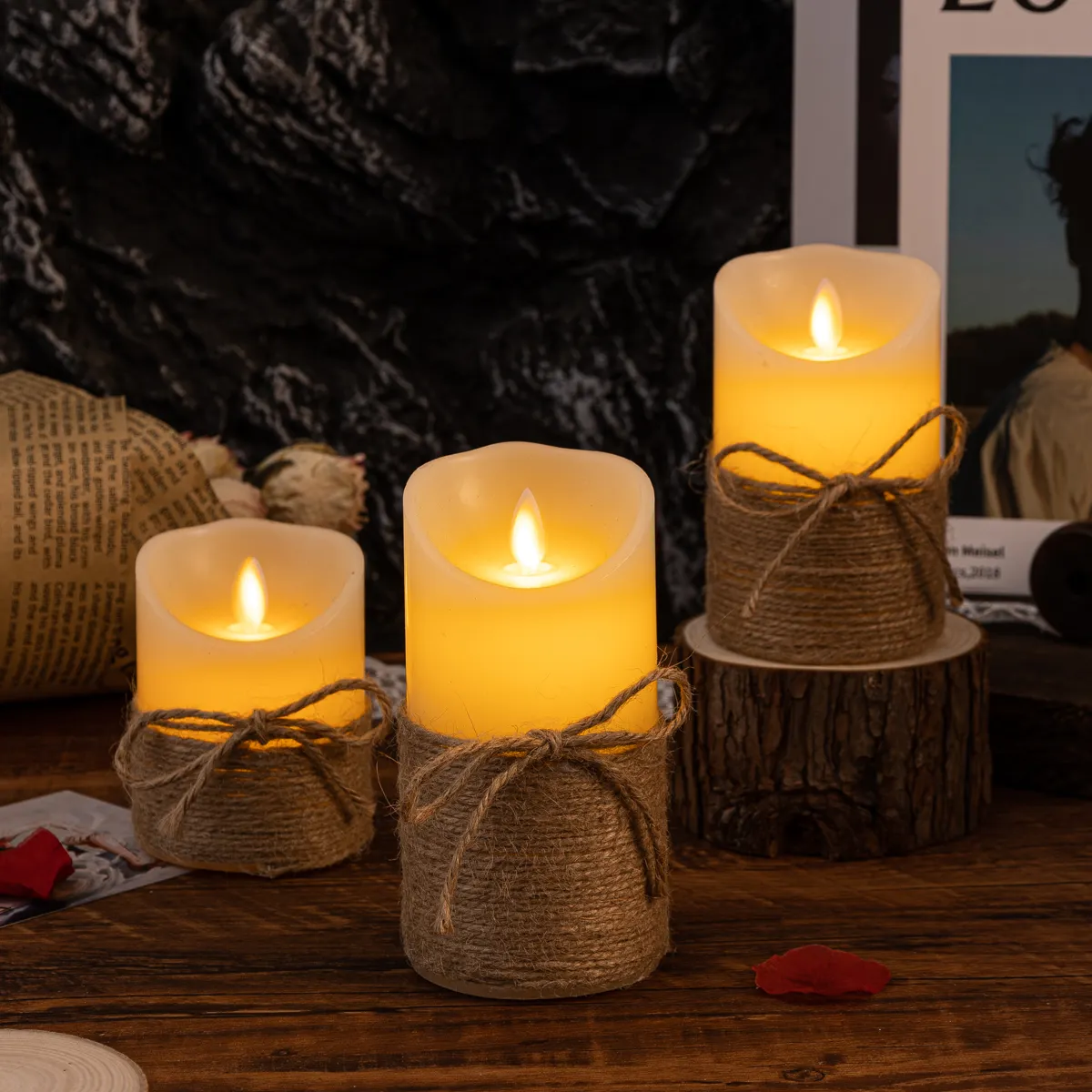 Vuurloze LED-Kaars met Flikkerlicht Realistische Vlamloze Decoratieve Kaarsen Set Verschillende Vormen | Sulvida