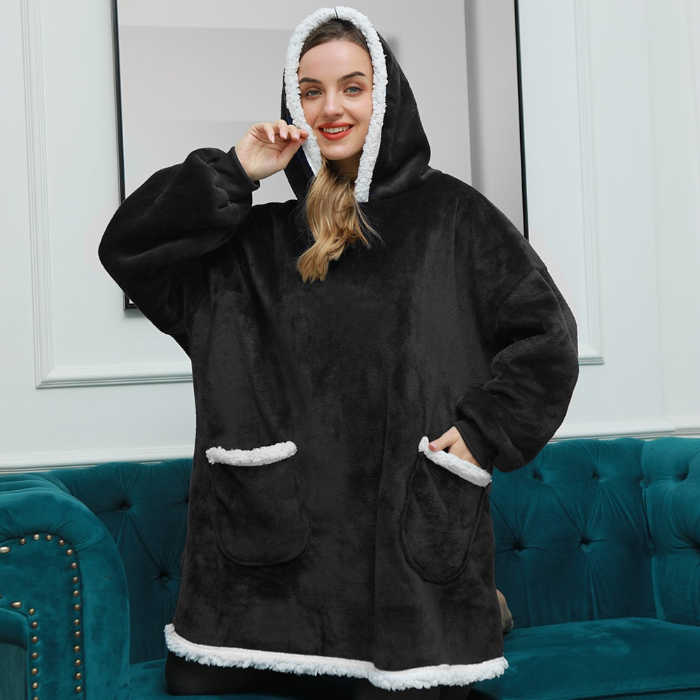 Warme Hooded Deken Hoodie - Zachte Fleece Loungewear met Capuchon en Zakken voor Ultiem Comfort Thuis | Sulvida