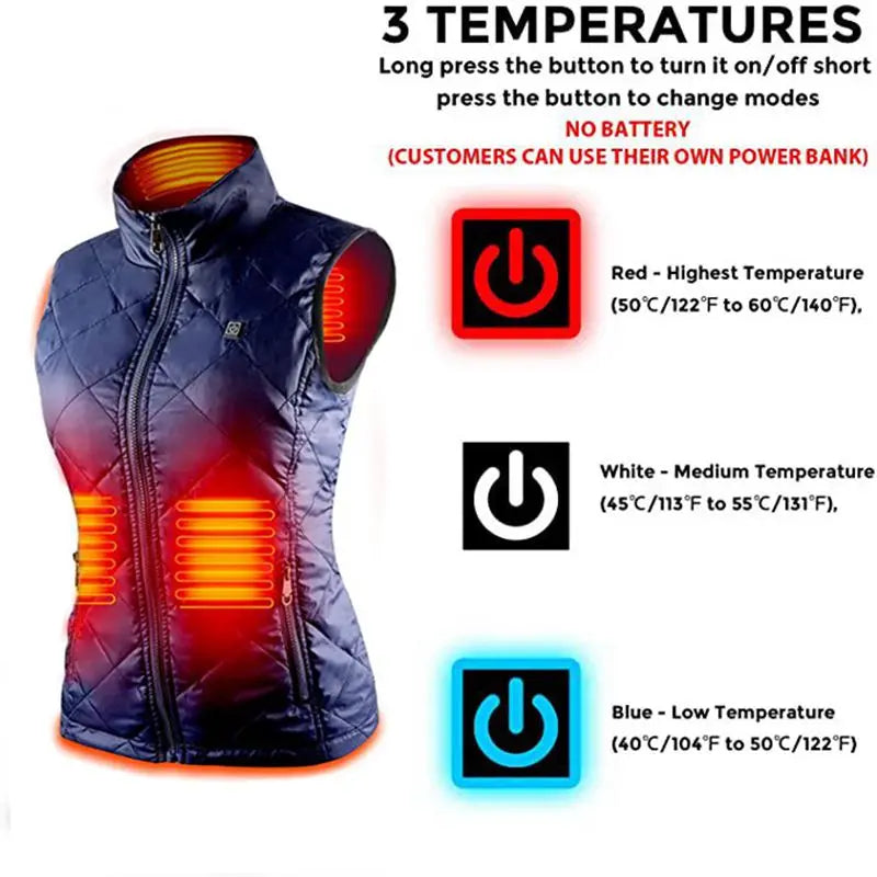 Verwarmde Damesvest met USB Aansluiting – Infraroodverwarming voor Rug, Buik en Taille – Comfortabel Herfst Winter Vest | Sulvida