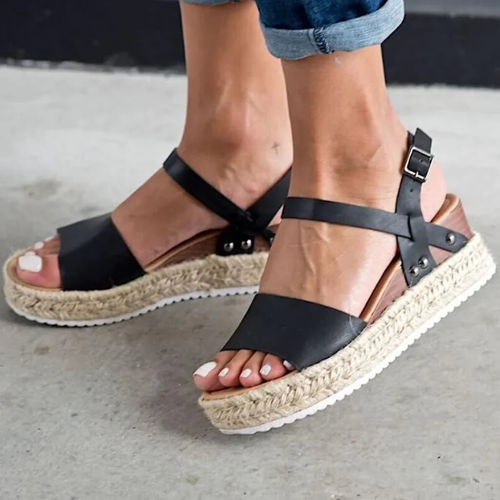Dames Platformsandalen met Enkelbandje Sleehak 3-5cm Zomer Casual Strandschoen Verstelbaar Comfortabel | Sulvida