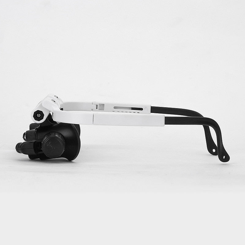 Loepbril met LED-verlichting – professionele hoofdmontage vergrootglas met 3 instelbare vergrotingsstanden voor precisiewerk, hobby's en detailanalyse | Sulvida