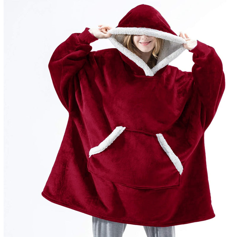 Warme Hooded Deken Hoodie - Zachte Fleece Loungewear met Capuchon en Zakken voor Ultiem Comfort Thuis | Sulvida