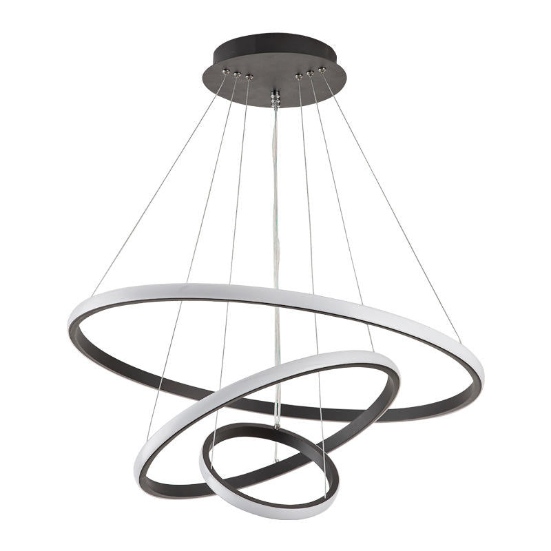 Design Kroonluchter Drie Ringen Zwart Wit Goud Dimbaar LED Modern Hanglamp Eetkamer Woonkamer Slaapkamer | Sulvida