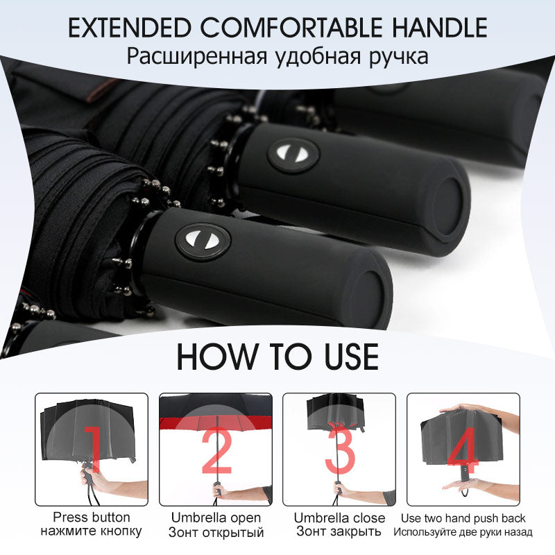 Parapluie automatique à fermeture inversée, résistant au vent, réversible, coupe-vent | Sulvida