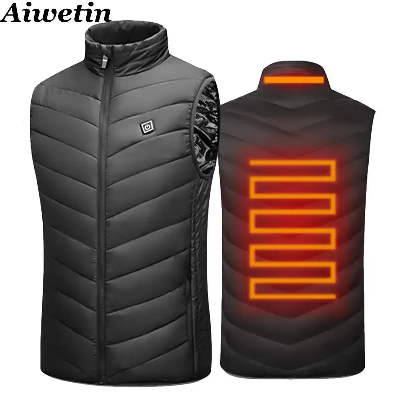 Verwarmingsvest Infrarood USB 17 Warmtezones Thermogilet Heren Outdoor Winter Bodywarmer Elektrisch Verwarmd | Sulvida