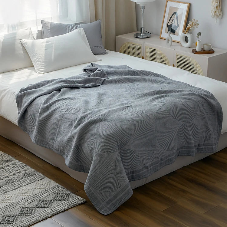 Vierlaagskatoenen Plaid Tweepersoons Zomer Ademend Gestreept Patroon Muslin Deken Bank Bed 150×200 200×230 | Sulvida