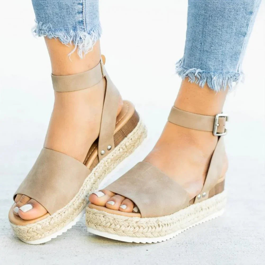 Dames Platformsandalen met Enkelbandje Sleehak 3-5cm Zomer Casual Strandschoen Verstelbaar Comfortabel | Sulvida