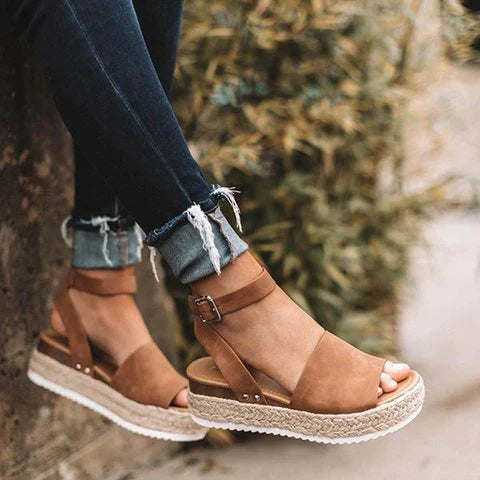 Dames Platformsandalen met Enkelbandje Sleehak 3-5cm Zomer Casual Strandschoen Verstelbaar Comfortabel | Sulvida