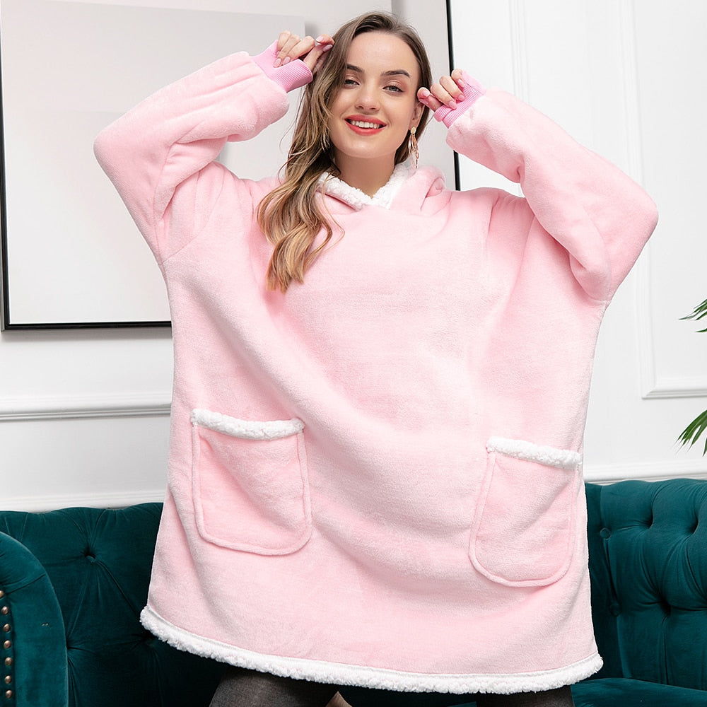 Warme Hooded Deken Hoodie - Zachte Fleece Loungewear met Capuchon en Zakken voor Ultiem Comfort Thuis | Sulvida