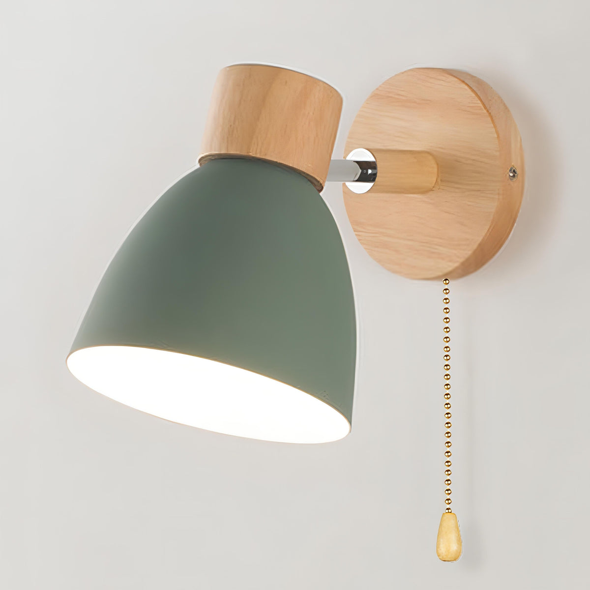 Houten wandlamp met trekschakelaar naturel E27 20,5×15 cm Scandinavisch design woondecoratie interieurverlichting | Sulvida