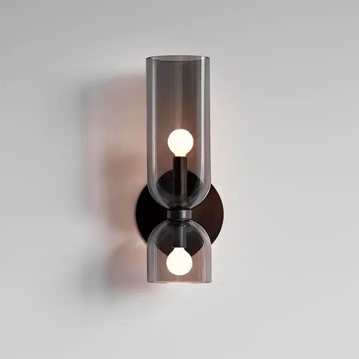 Glazen Wandlamp Cilindervorm Dubbele Lichtbron Eetkamer Slaapkamer Hal Blauw Grijs Wit Metaal E12 Modern | Sulvida