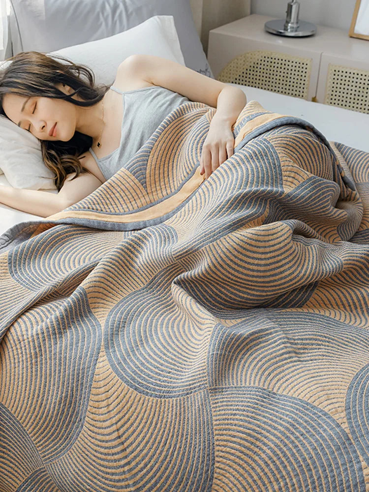 Muslin blanket - Double Bed Quilt Summer Cotton Muslin Throw Blankets For the Beds Sofa Cover Blanket Decorative Bedspreads On The Bed 200*230cm