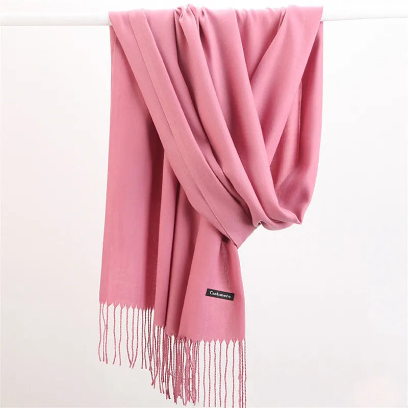 Écharpe pashmina de luxe avec pompons - Écharpe d’hiver douce, aspect cachemire, pour femme et homme - Élégante étole | Sulvida