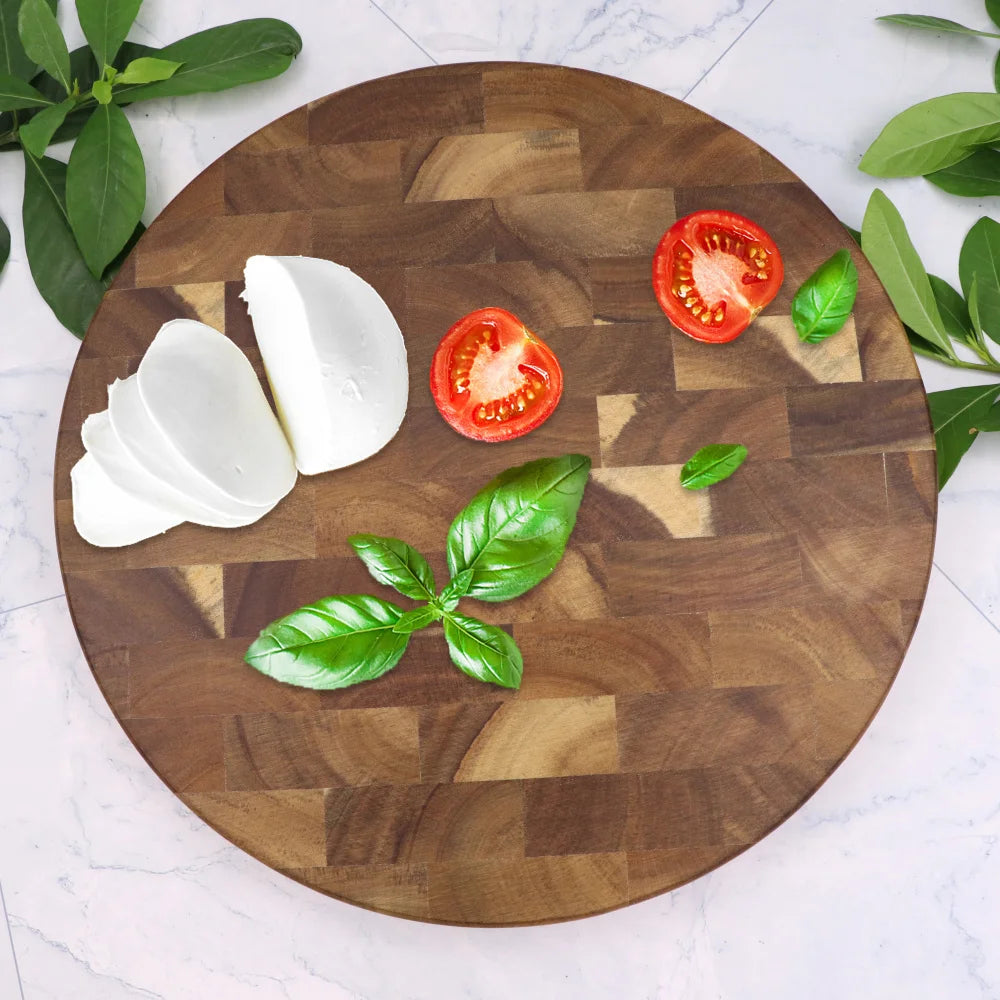 Ronde Hakblok Acaciahout 30cm Dik Snijplank Eindnerf Natuurlijk Hout Keukenaccessoire Duurzaam Serveerplank | Sulvida