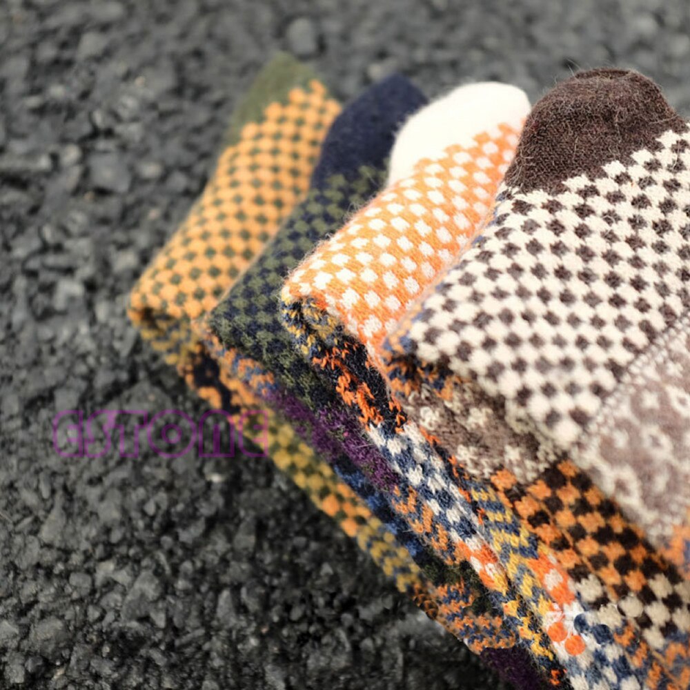 Set van 4 warme vintage sokken wol cashmere jacquard comfortabel ademend unisex dames heren wintersokken | Sulvida