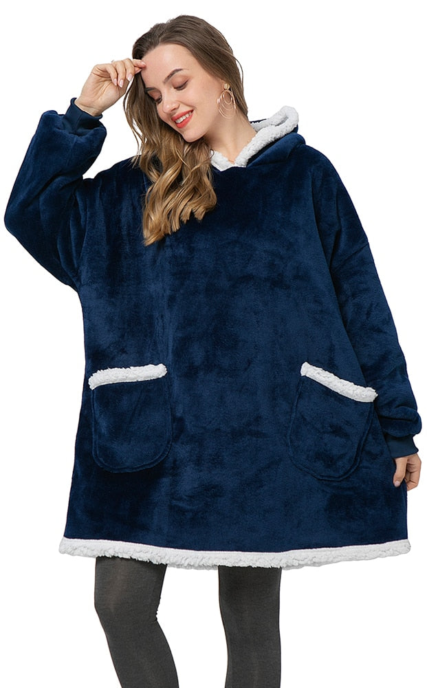 Warme Hooded Deken Hoodie - Zachte Fleece Loungewear met Capuchon en Zakken voor Ultiem Comfort Thuis | Sulvida