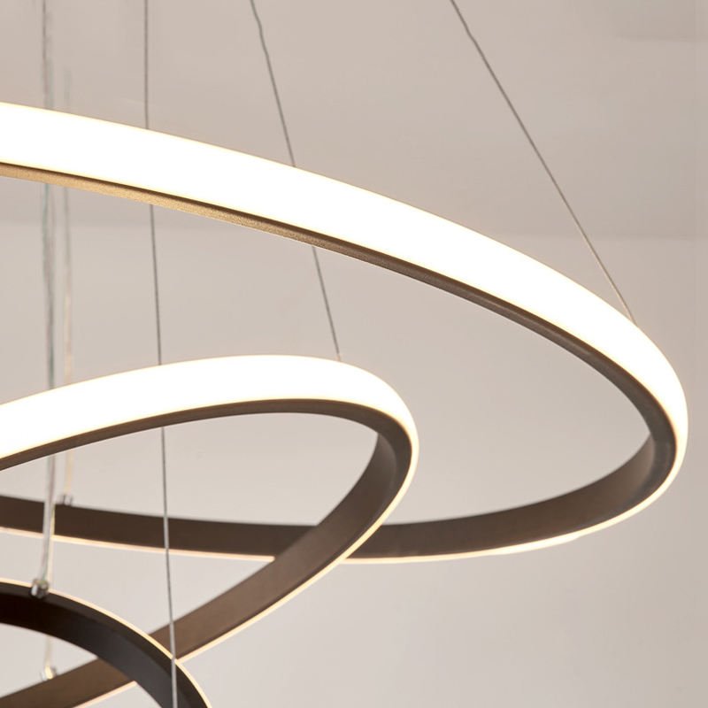 Design Kroonluchter Drie Ringen Zwart Wit Goud Dimbaar LED Modern Hanglamp Eetkamer Woonkamer Slaapkamer | Sulvida