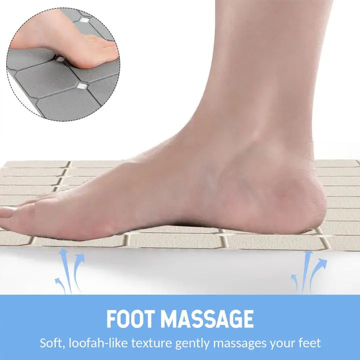 Antislip Badmat Siliconen met Zuignappen en Afvoergaten Vouwbaar voor Bad en Douche Badkamer 45×70 cm Grijs | Sulvida