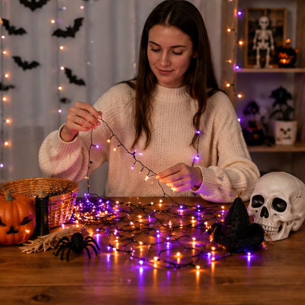 LED Sfeerlichtjes Paars en Oranje voor Tuin Terras Feest Seizoensverlichting Sfeerverlichting Binnen Buiten | Sulvida