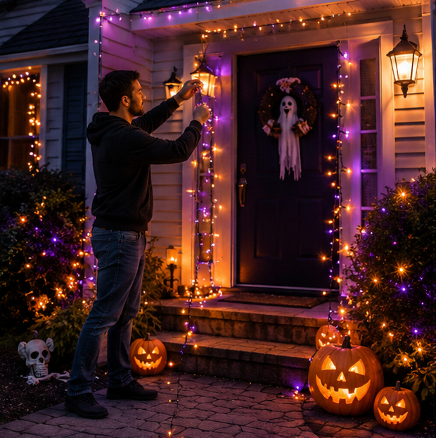 LED Sfeerlichtjes Paars en Oranje voor Tuin Terras Feest Seizoensverlichting Sfeerverlichting Binnen Buiten | Sulvida
