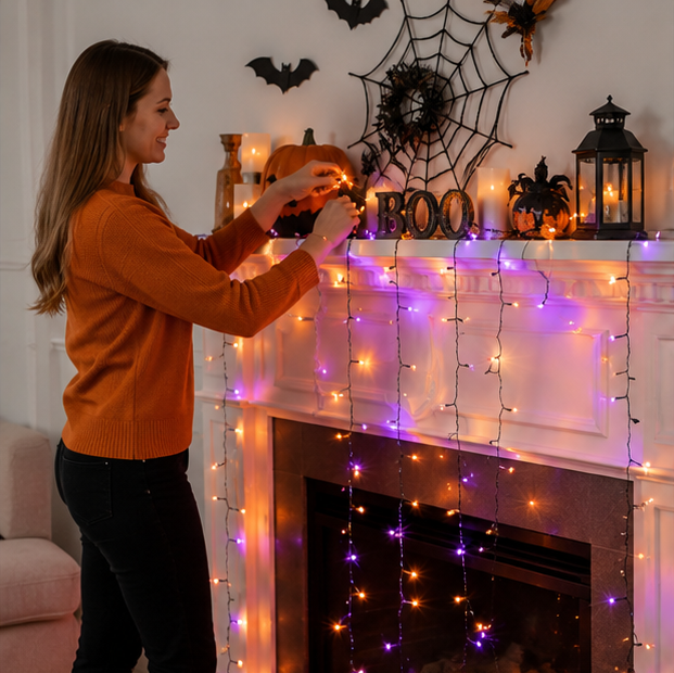 LED Sfeerlichtjes Paars en Oranje voor Tuin Terras Feest Seizoensverlichting Sfeerverlichting Binnen Buiten | Sulvida