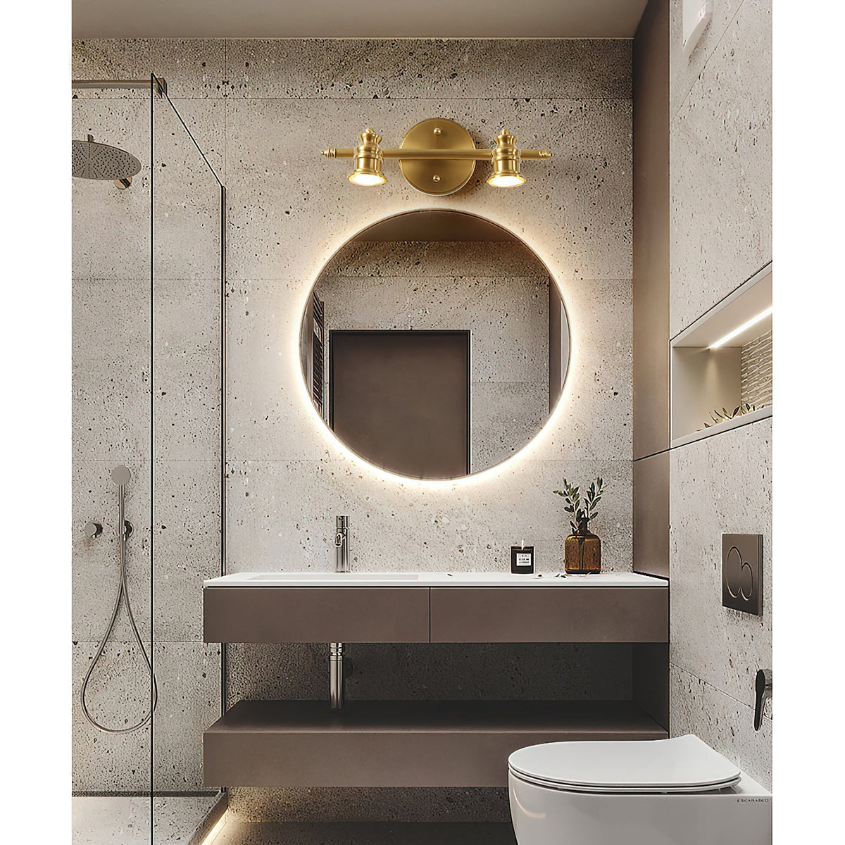 Messing Wandlamp met Verstelbare Spots Brons Vintage Spotverlichting Hal Woonkamer Eetkamer Zwenkbaar | Sulvida