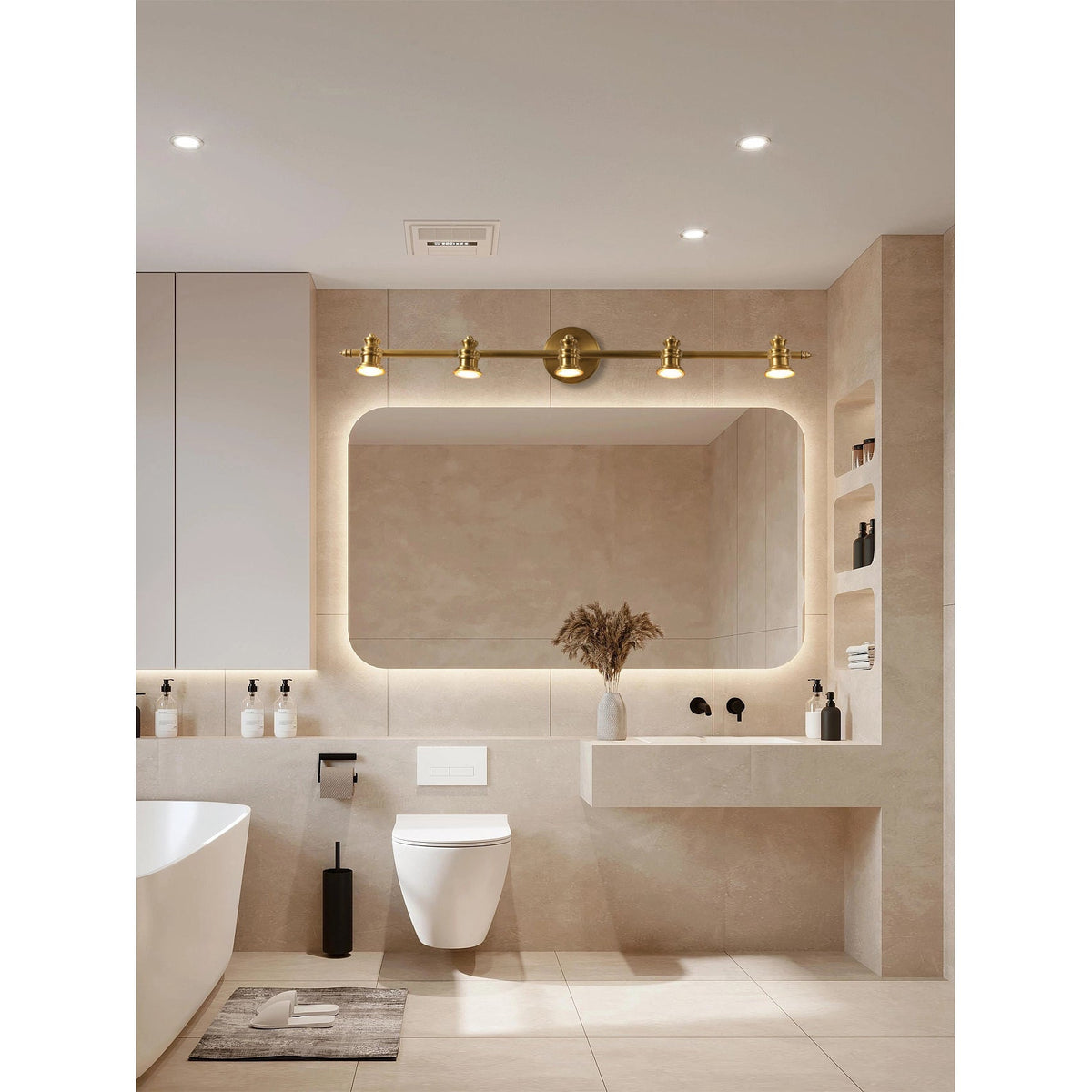 Messing Wandlamp met Verstelbare Spots Brons Vintage Spotverlichting Hal Woonkamer Eetkamer Zwenkbaar | Sulvida