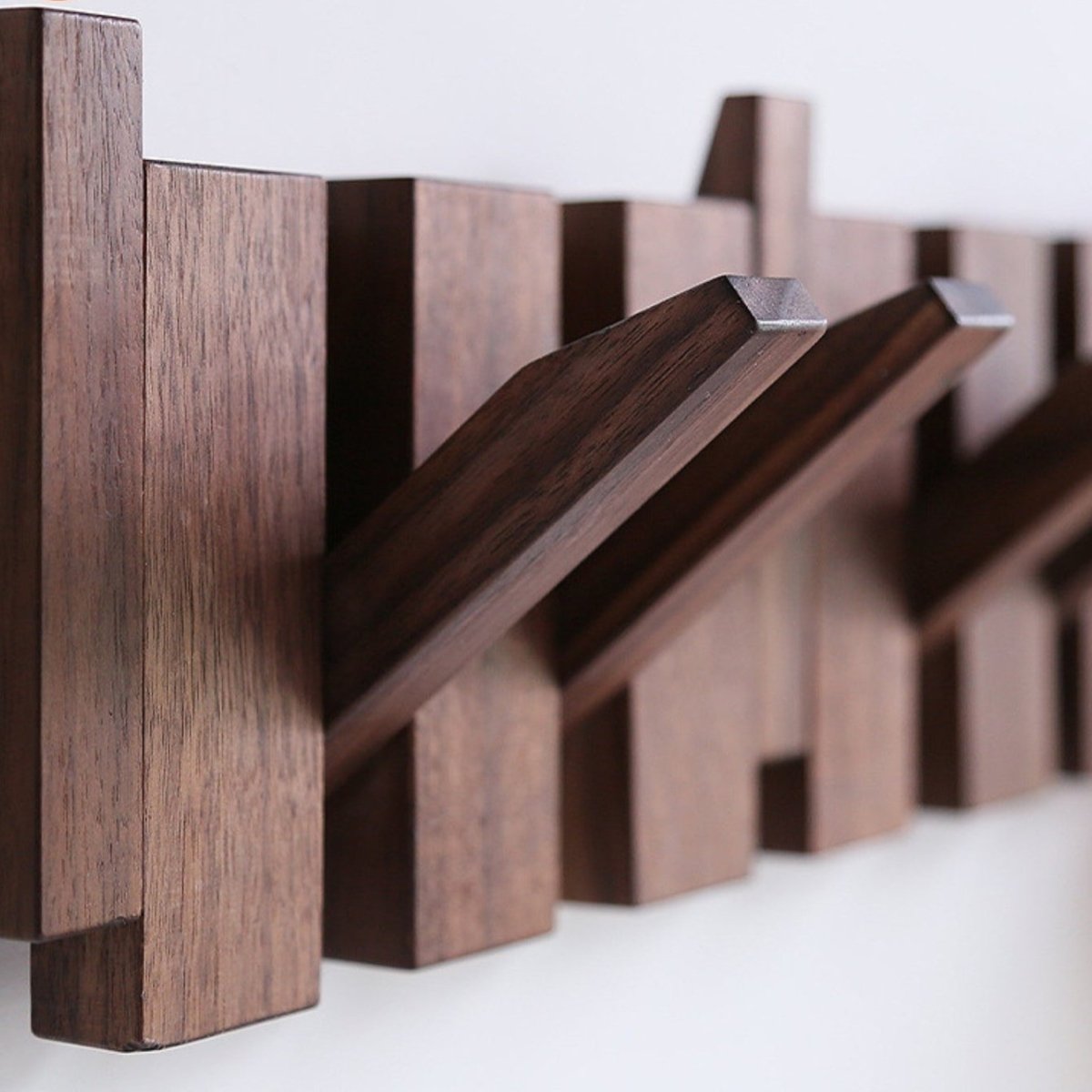 Wandkapstok Hout Piano Design Inklapbare Haken Ophangsysteem Hal Slaapkamer Natuurlijk Hout Afwerking Stijlvol | Sulvida