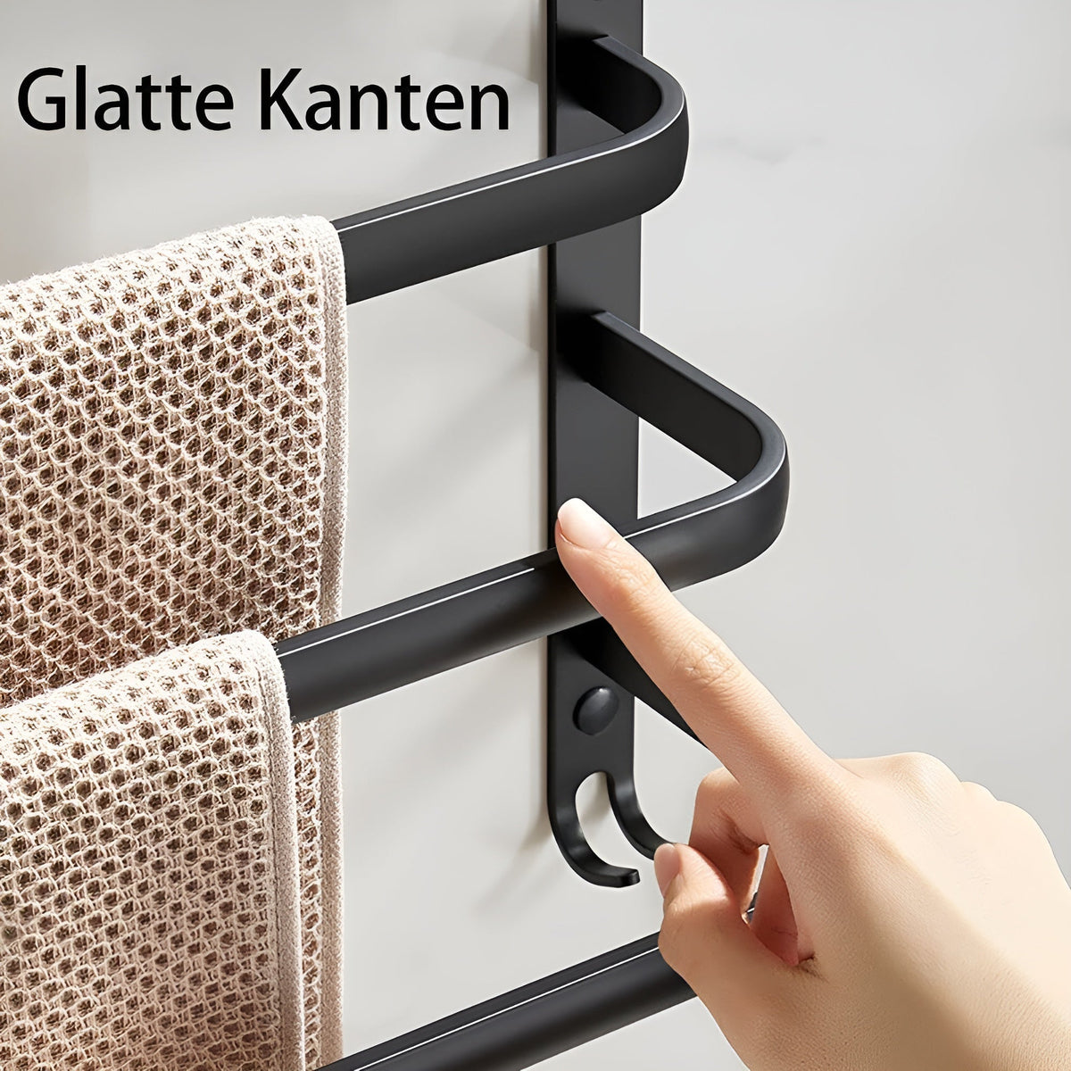 Handdoekenrek Wand Aluminium Zwart Meerlaags Badkamer Wandmontage Handdoekenhouder Ruimtebesparend Stijlvol | Sulvida