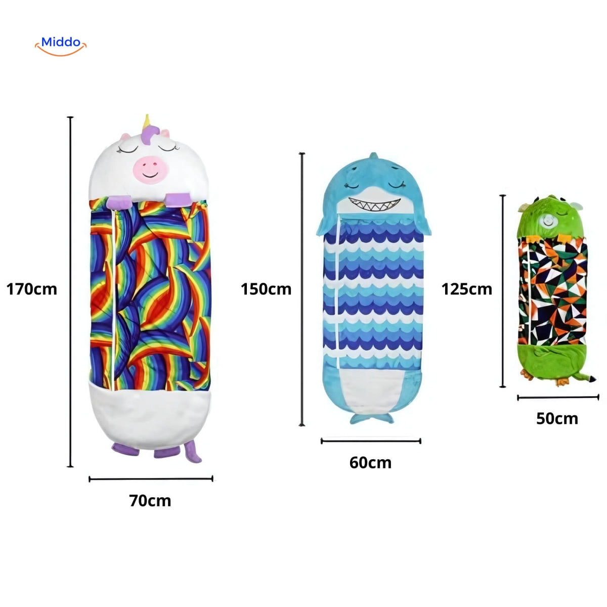 Knuffelslaapzak voor Kinderen – Haai, Eenhoorn, Panda & Meer – Zacht Warm Fleece – 3 Maten – Kamperen Logeren | Sulvida