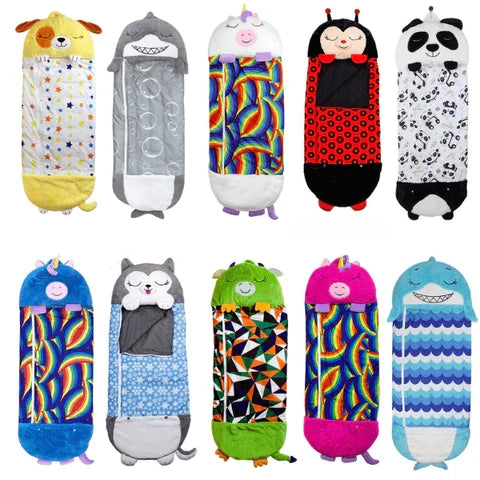 Knuffelslaapzak voor Kinderen – Haai, Eenhoorn, Panda & Meer – Zacht Warm Fleece – 3 Maten – Kamperen Logeren | Sulvida
