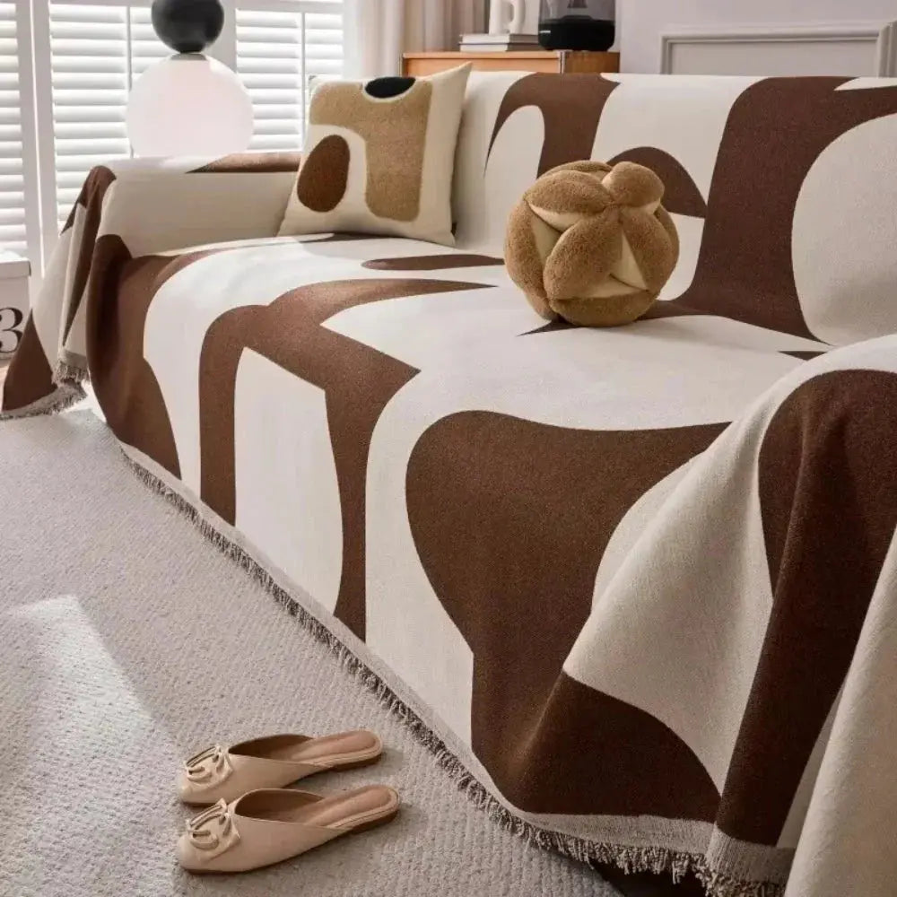Chenille Plaid Grijs Bruin Oranje – Zachte Decoratieve Woonplaid voor Bank en Bed – 180×150 cm 180×230 cm | Sulvida