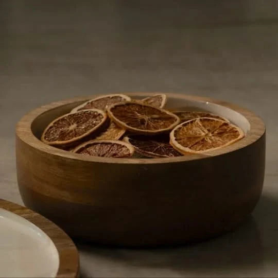 Houten Serveer- en Decoratieschaaltjes Set van 2 Wit Schalen Stijlvol Design voor Tafelschikking Woonkamer | Sulvida