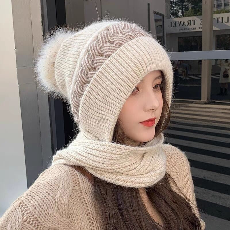 2-in-1 Gebreide Muts met Sjaal – Warme Winteraccessoire voor Dames en Heren Unisex Wintermuts Sjaalmuts | Sulvida