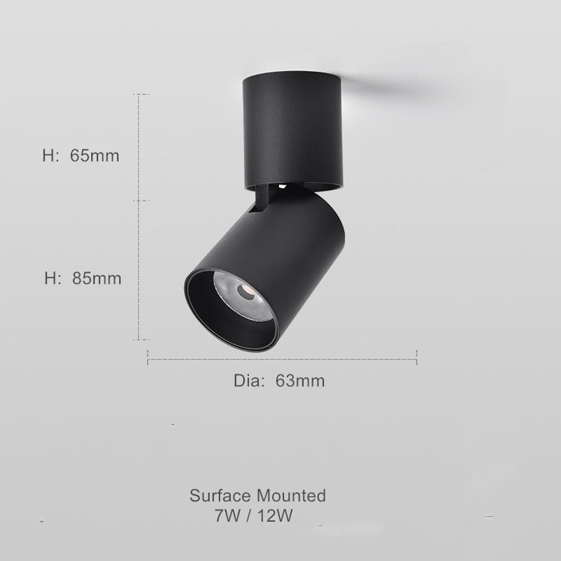 Verstelbare Opbouwspot Rond LED Plafondverlichting Zwart Wit Dimbaar Richtbaar 7W 12W Spotverlichting Woonkamer | Sulvida