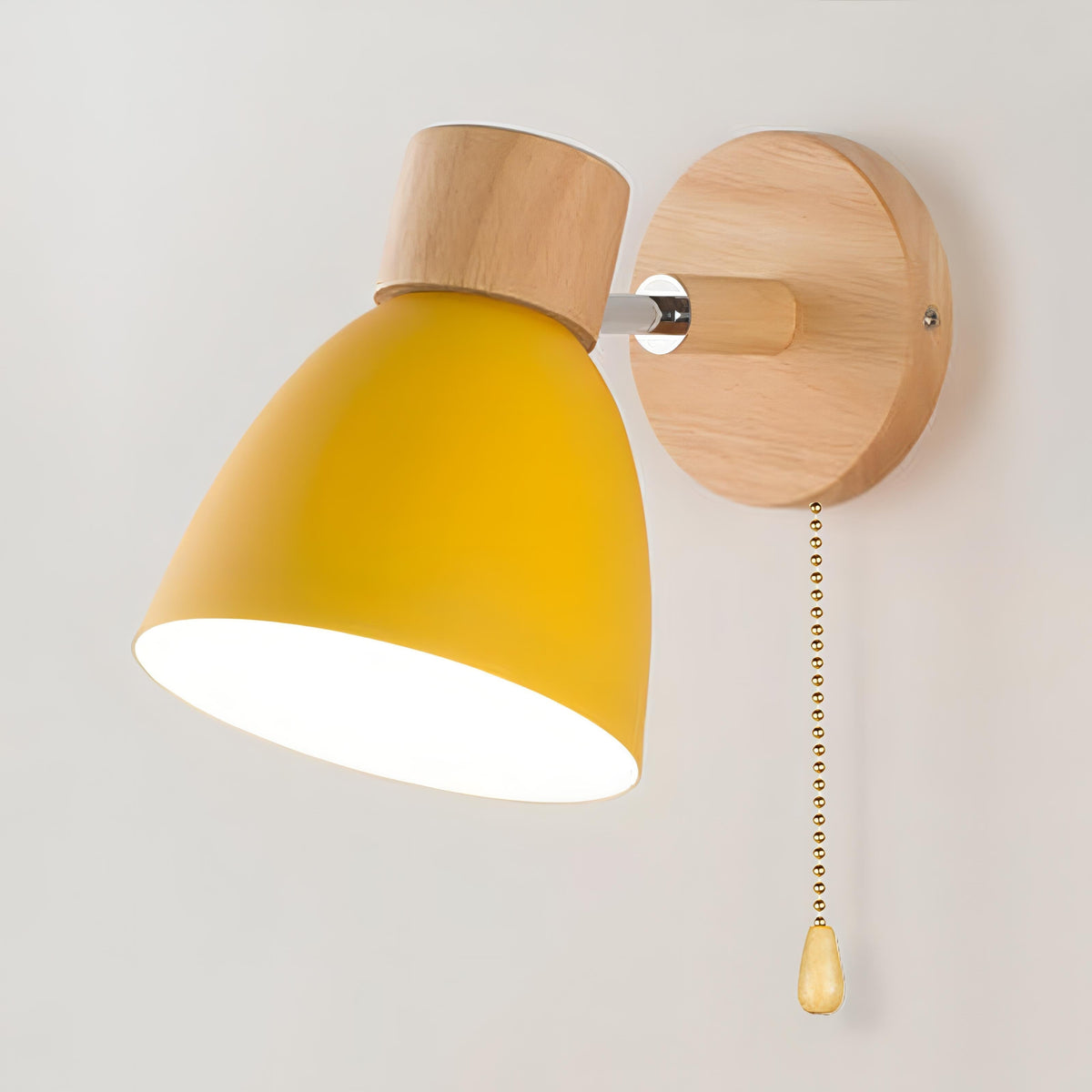Houten wandlamp met trekschakelaar naturel E27 20,5×15 cm Scandinavisch design woondecoratie interieurverlichting | Sulvida