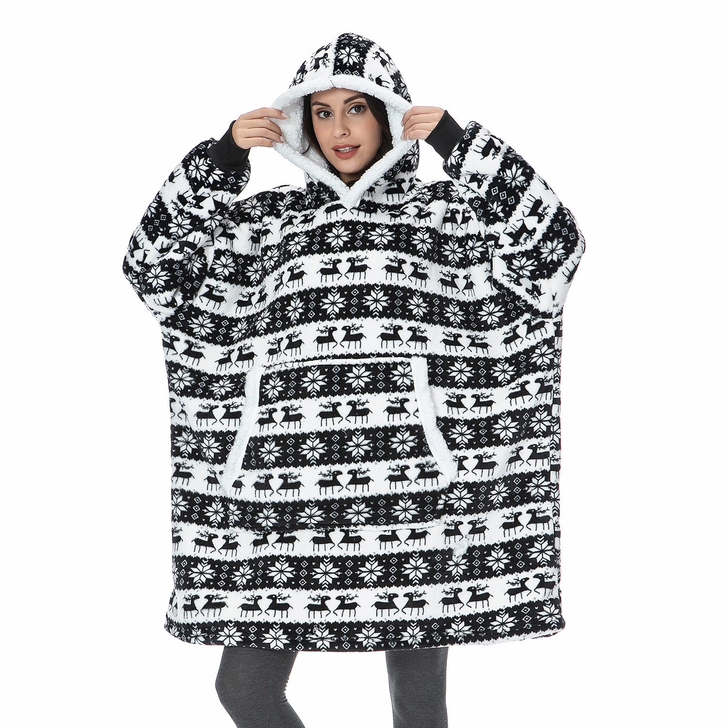 Warme Hooded Deken Hoodie - Zachte Fleece Loungewear met Capuchon en Zakken voor Ultiem Comfort Thuis | Sulvida