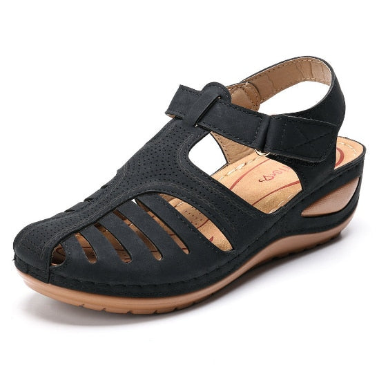 Orthopedische Lederen Sandalen met Teensteun Houdingscorrectie Voetcomfort voor Dagelijks Gebruik Beige Zwart | Sulvida