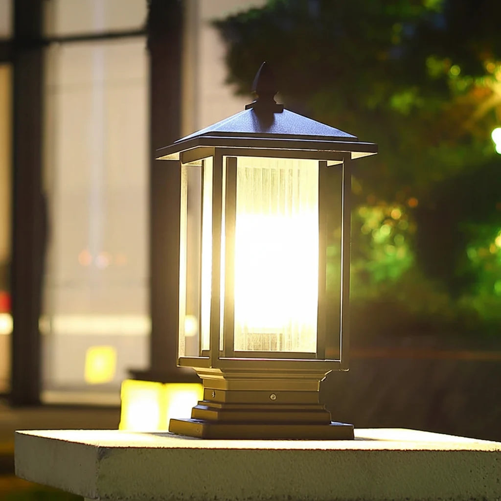 Rechthoekige Sokkellamp Tuinverlichting Geribbeld Glas E27 IP65 Buitenlamp Opritverlichting Pathlight | Sulvida