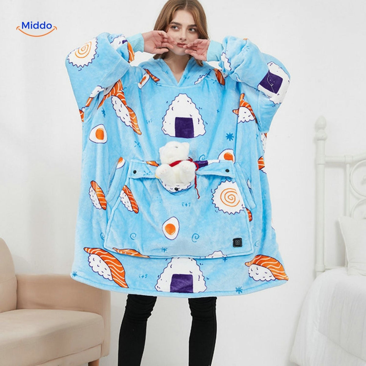 Pull chauffant avec chargement USB, 3 zones chauffantes, unisexe, vêtement chaud d'hiver noir, gris et bleu pour l'automne | Sulvida
