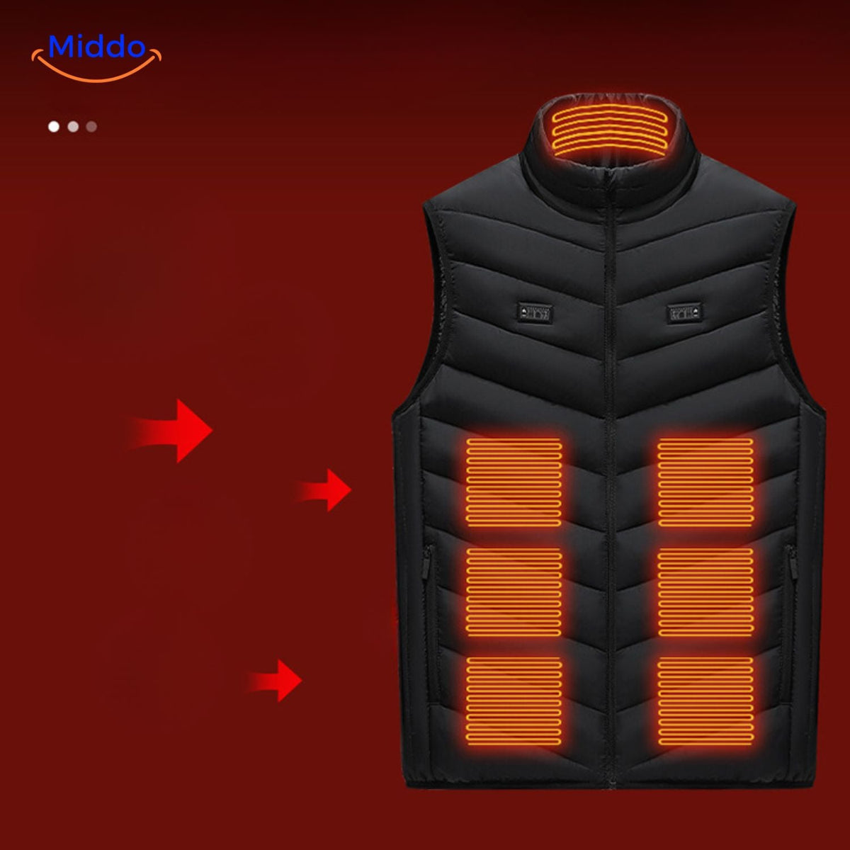 Verwarmingsvest met USB-bediening 4-21 verwarmingszones zwart blauw rood camouflage heren winter bodywarmer | Sulvida