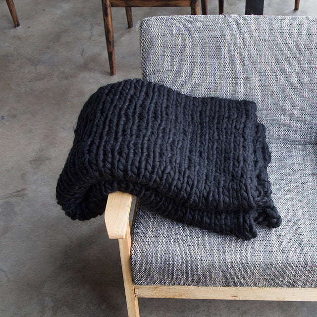 Grofgebreide Plaid Deken 50x50cm Antraciet Decoratief Gebreid Woonaccessoire Warm Zachte Stoeldeken Knit | Sulvida
