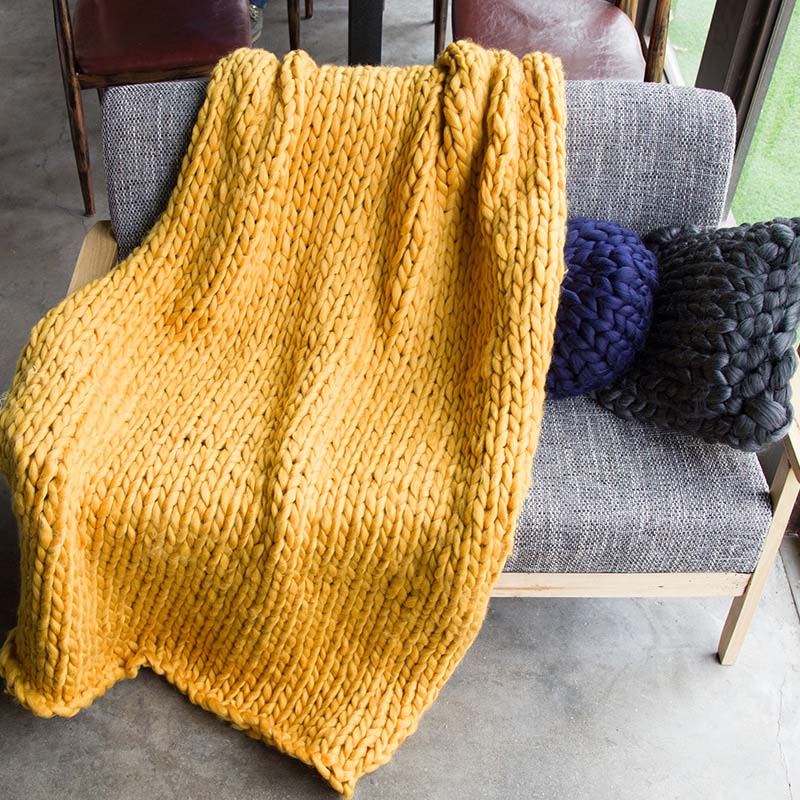 Grofgebreide Plaid Deken 50x50cm Antraciet Decoratief Gebreid Woonaccessoire Warm Zachte Stoeldeken Knit | Sulvida
