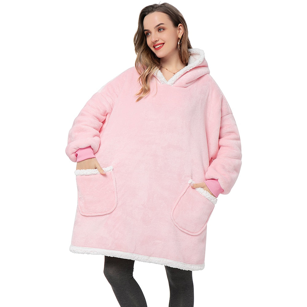 Warme Hooded Deken Hoodie - Zachte Fleece Loungewear met Capuchon en Zakken voor Ultiem Comfort Thuis | Sulvida