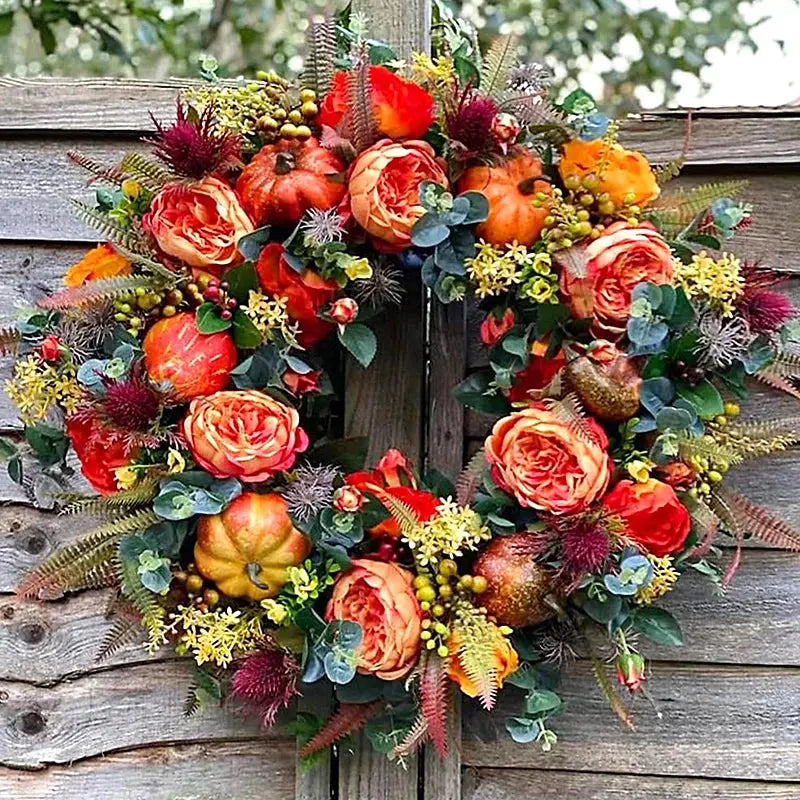 Couronne d’automne avec citrouille 40 cm – Couronne décorative haut de gamme Décoration d’automne pour porte intérieure et extérieure | Sulvida
