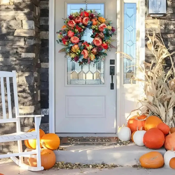 Couronne d’automne avec citrouille 40 cm – Couronne décorative haut de gamme Décoration d’automne pour porte intérieure et extérieure | Sulvida